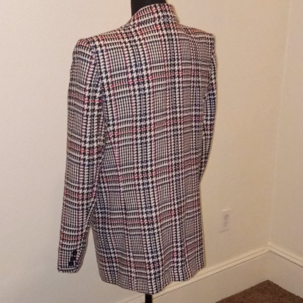 Worthington black and white wool blend herringbone blazer with Specks of color - Picture 4 of 11